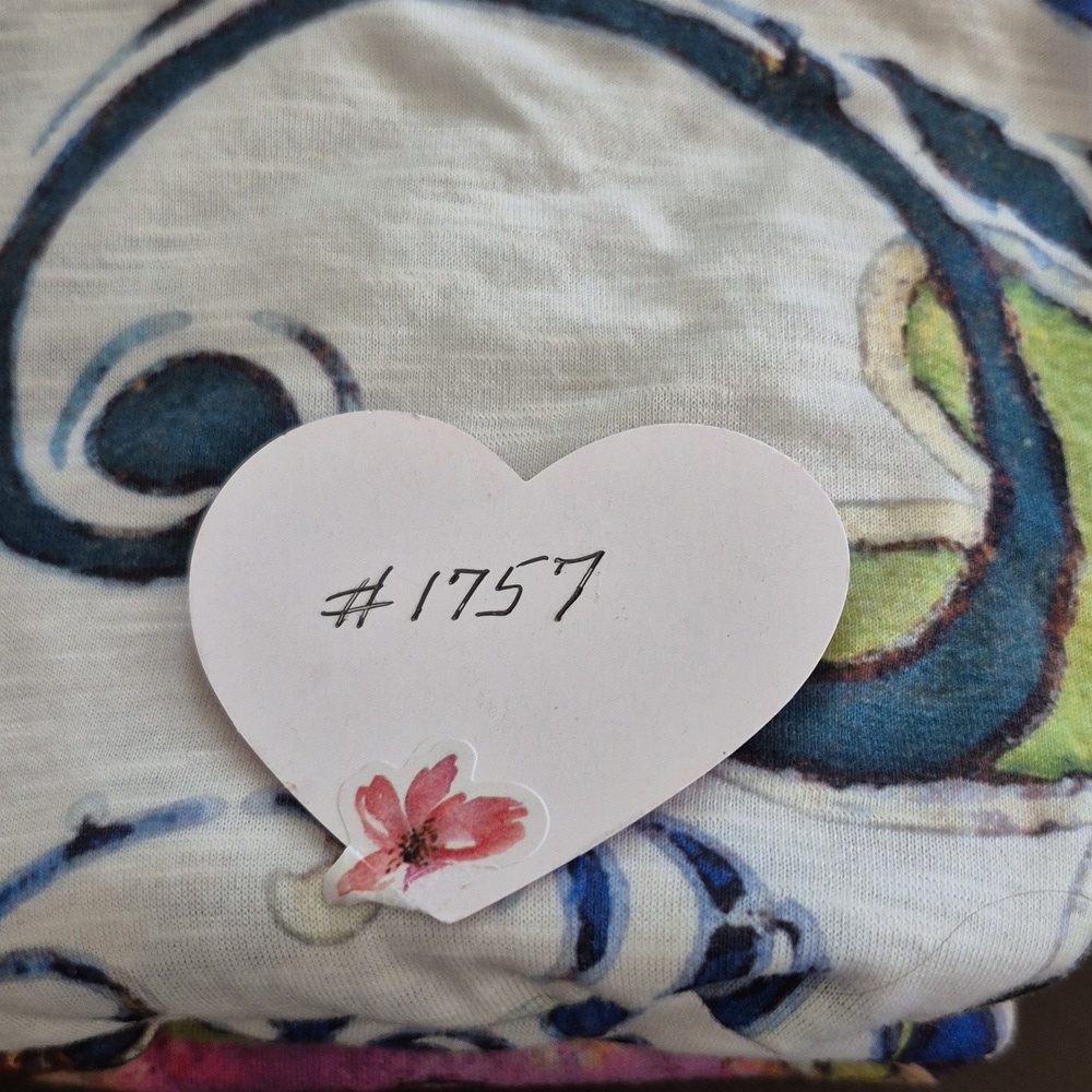 TrishaTyler"Art To Wear" Sz.S. White Floral Pattern Lightweight. SZ. S.(#1757) - Picture 11 of 12